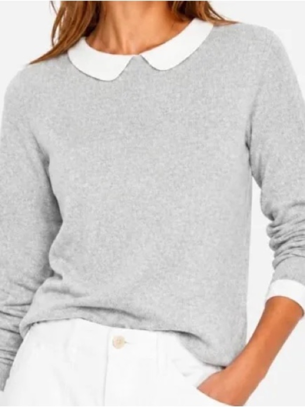 J.Crew Tippi Trompe L'Oeil Merino Wool Sweater in Gray Size Large